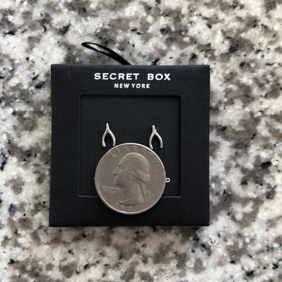 White Gold Dipped Wishbone Stud Earrings - Picture 3 of 3